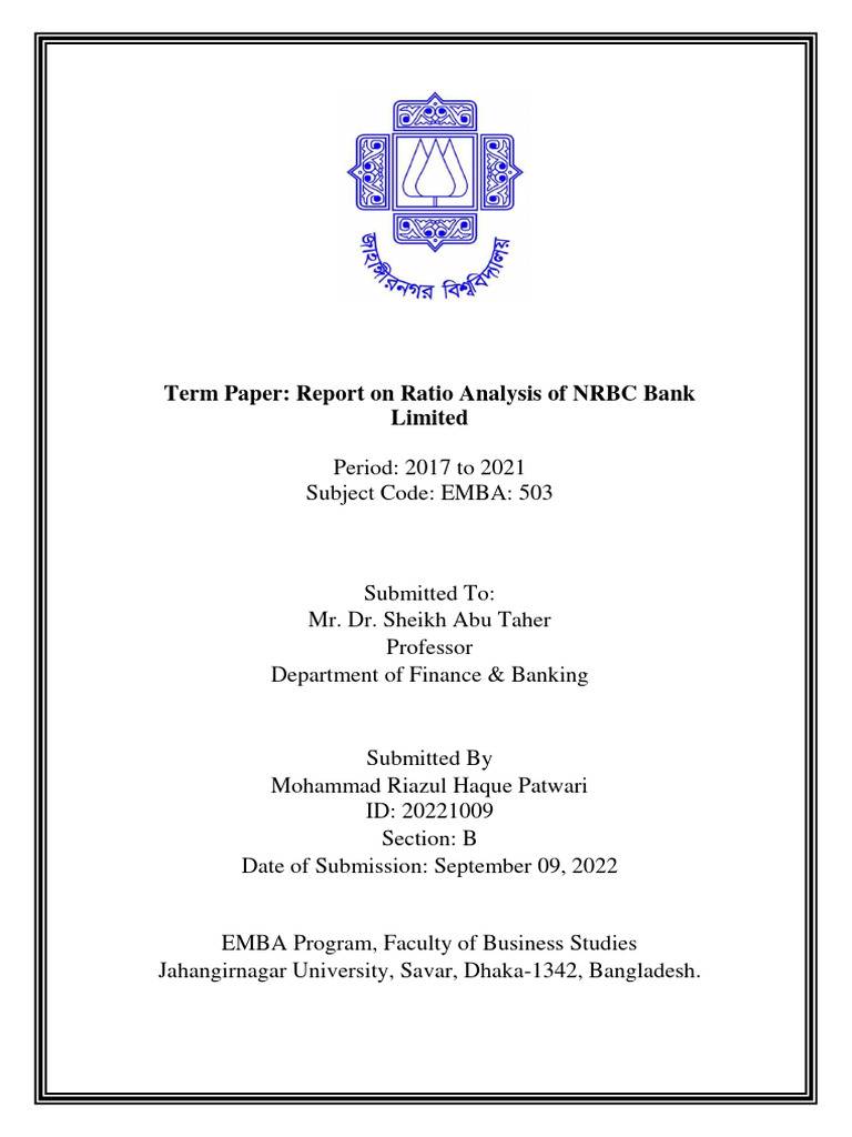 NRBC - MD Riazul Haque Patwari - 503 | PDF | Net Income | Banks