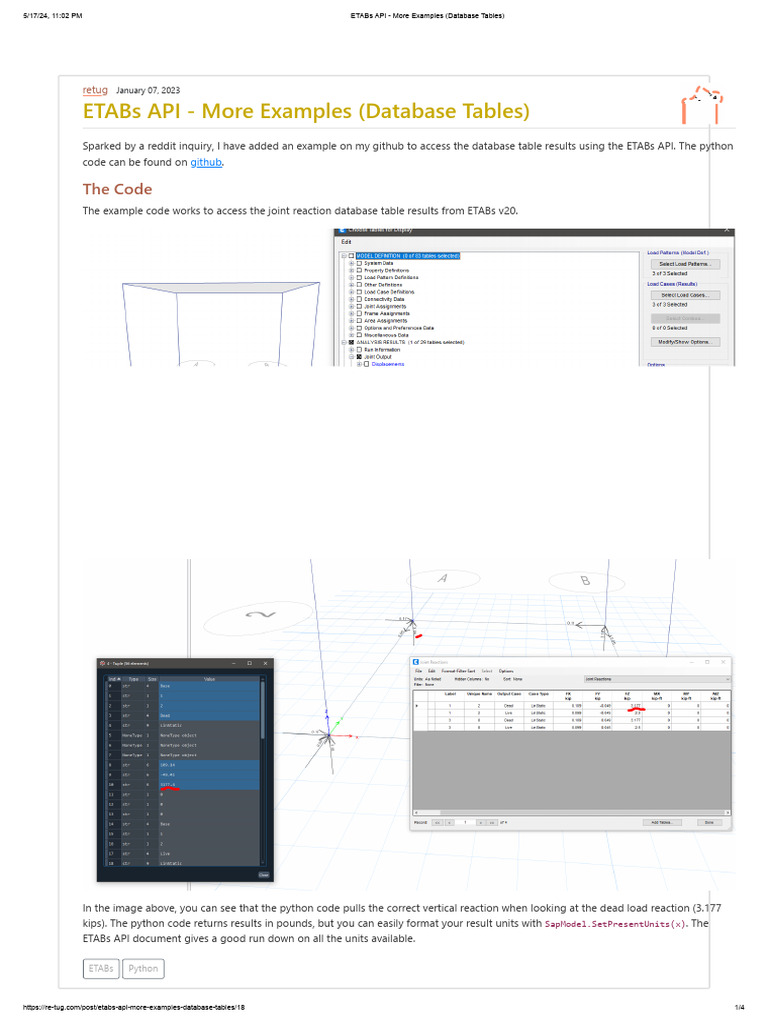 ETABs API - More Examples (Database Tables) | Download Free PDF ...