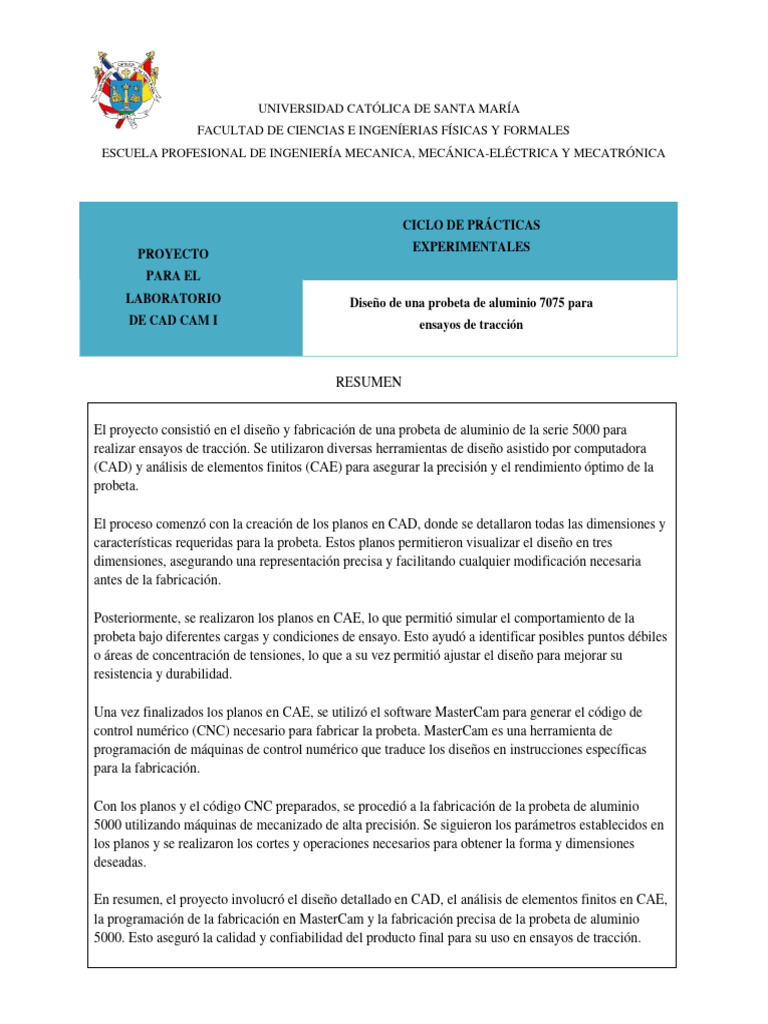 Diseño y Fabricación de Probeta de Aluminio 7075 | PDF | Deformación ...