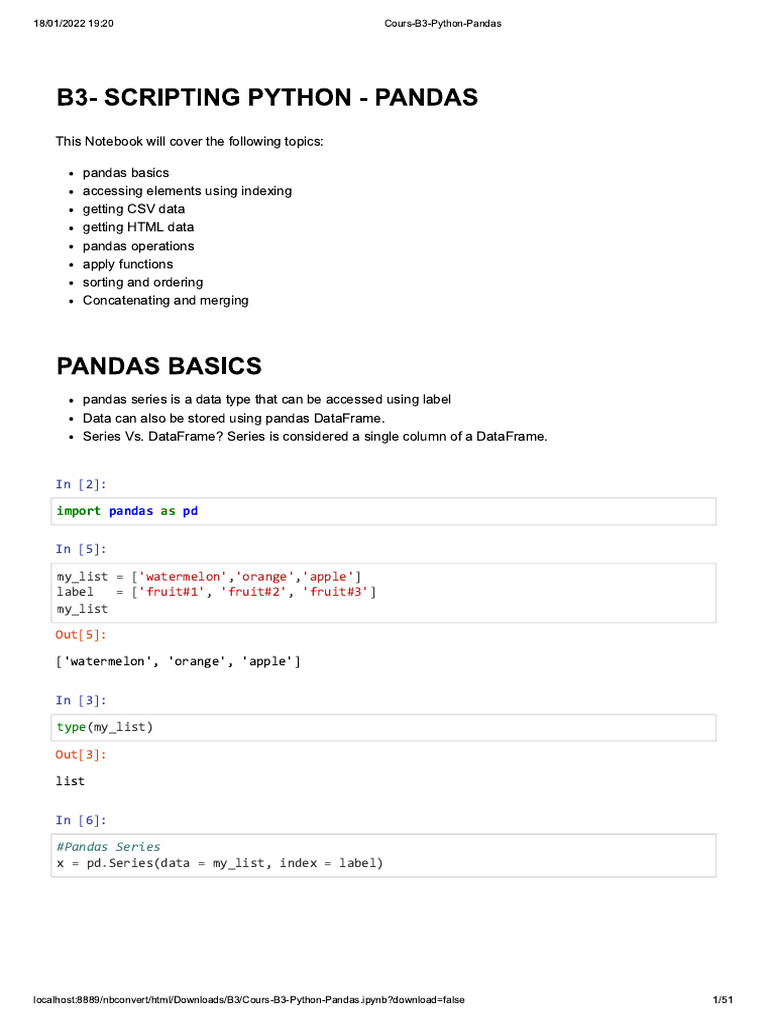 Cours B3 Python Pandas - 231105 - 140306 | PDF