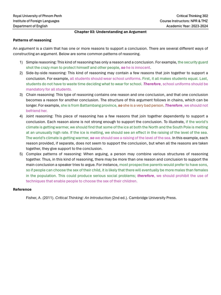 Understanding Argument Patterns | PDF | Reason | Argument
