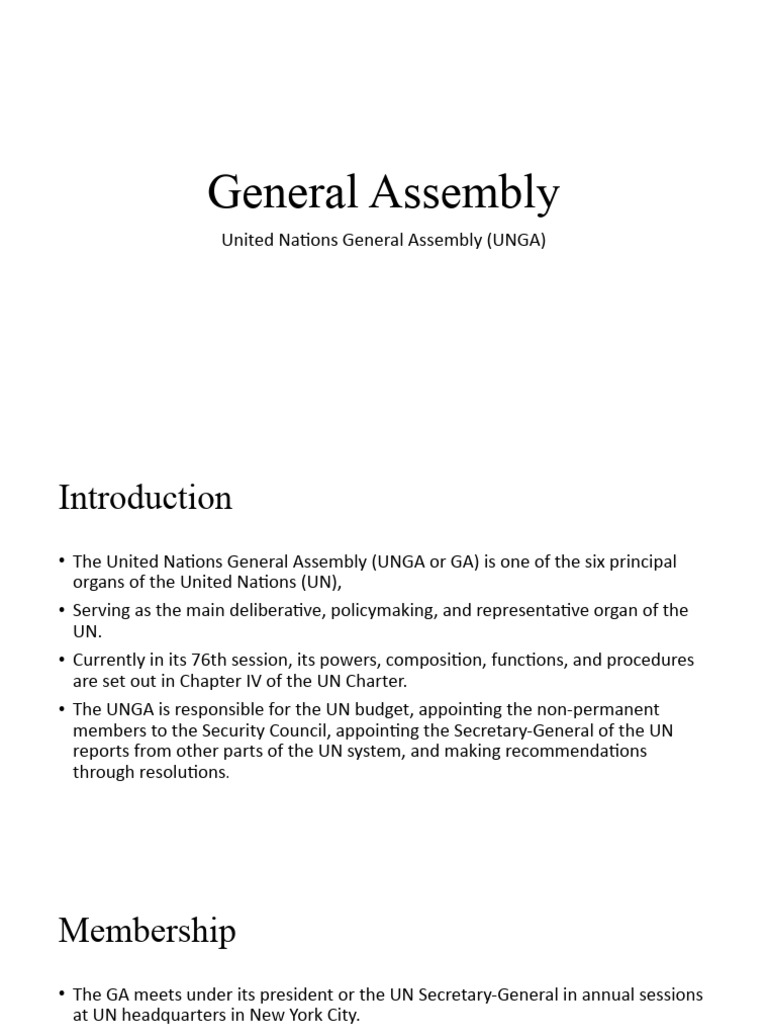 Overview of the UN General Assembly | PDF | United Nations General ...