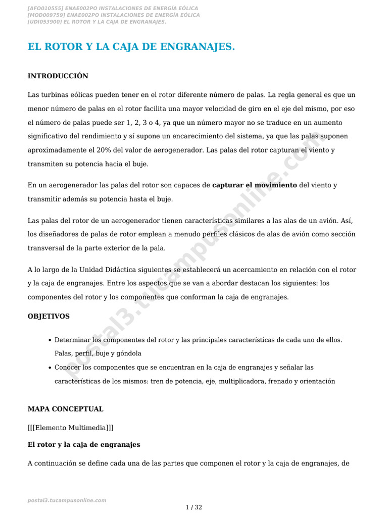 Componentes del Rotor y Caja de Engranajes | PDF | Energía eólica | Turbina