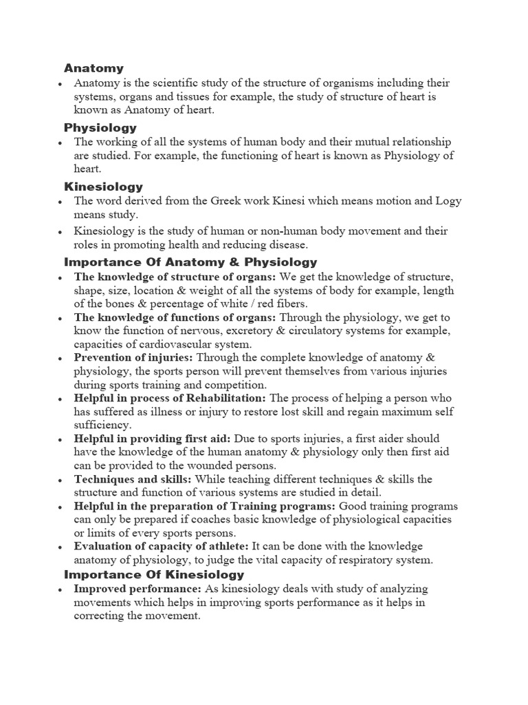 FUNDAMENTALS OF ANATOMY PHYSIOLOGY AND KINESIOLOGY IN SPORTS CLASS 11 ...