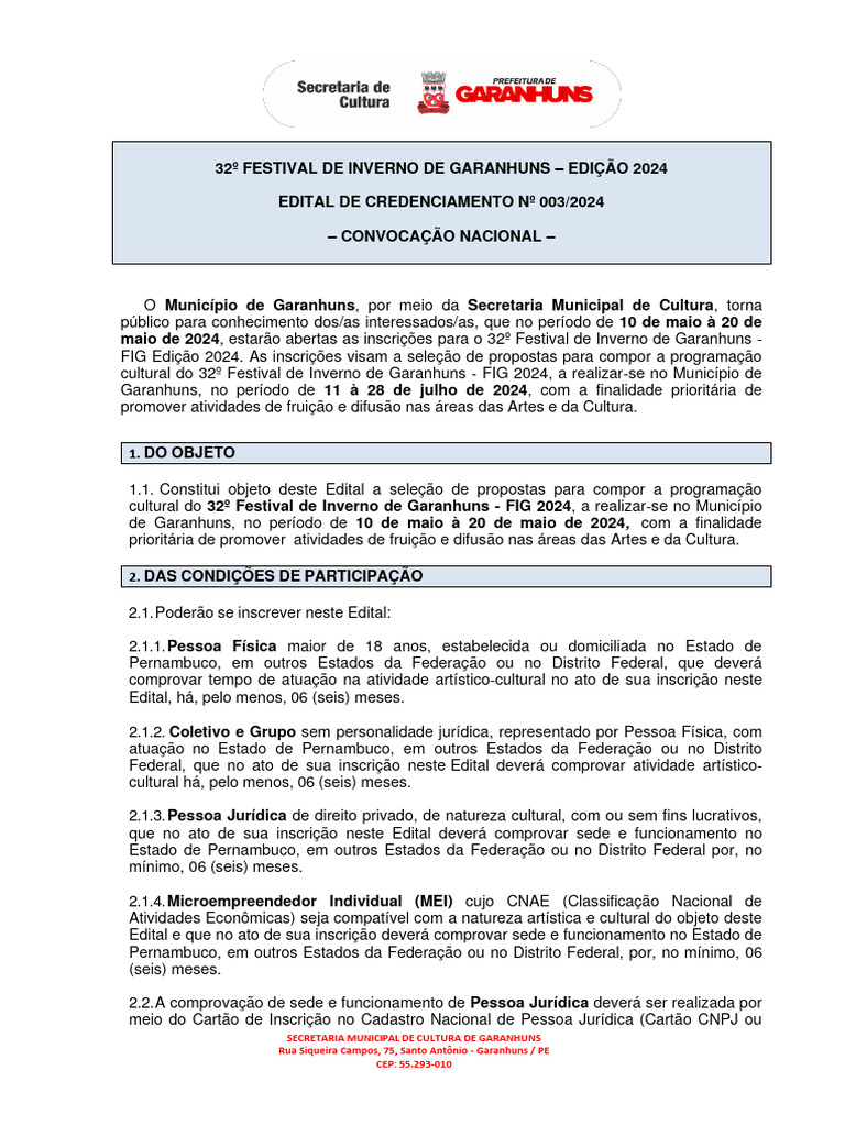 EditalNacional32ºFIG2024 Secretaria de Cultura de Garanhuns PDF
