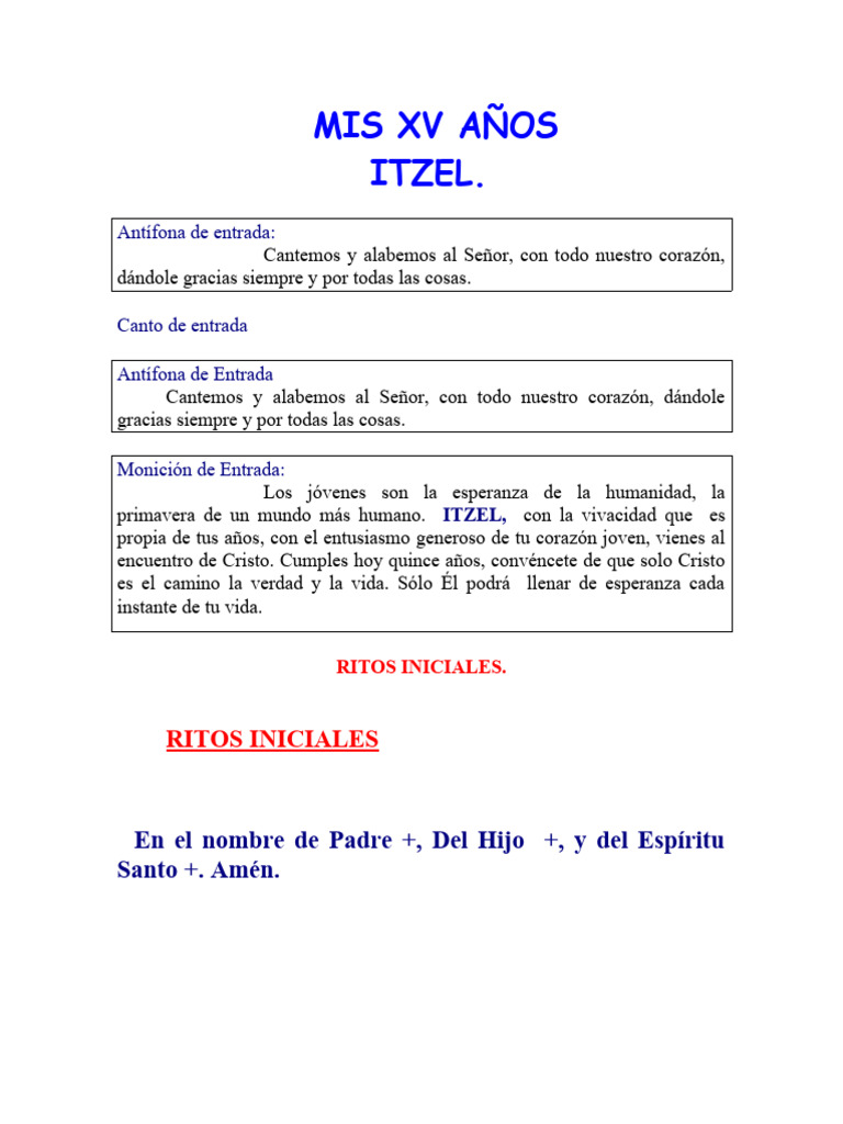 Mis Xv Añosag Pdf Eucaristía Oración