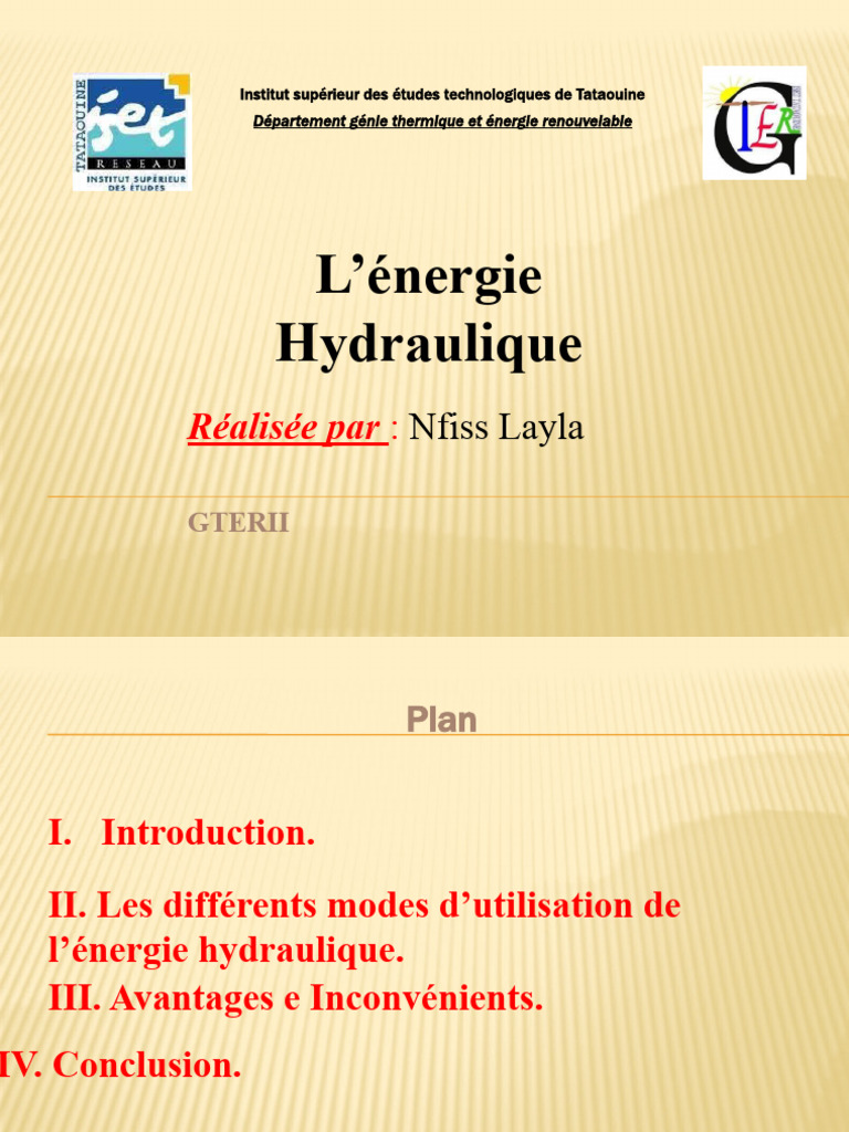 Avantages et inconvénients de l'énergie hydraulique PDF Énergie — free download