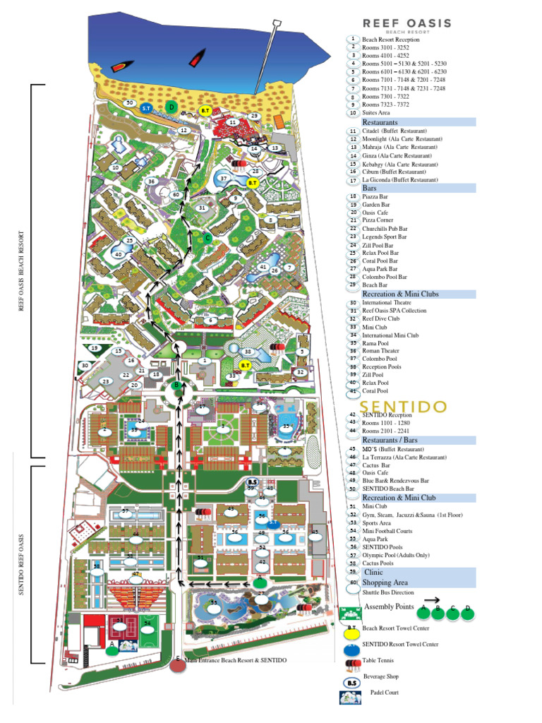 Reef Oasis Beach Resort Layout Guide | PDF | Hospitality Industry