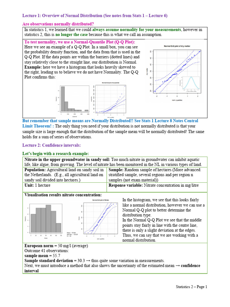 Stats 2 Notes | PDF | Errors And Residuals | Linear Regression