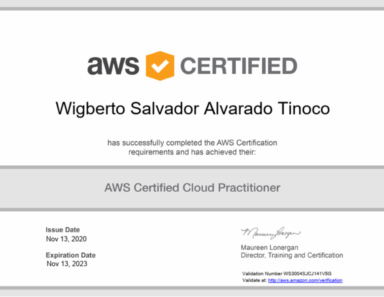 AWS Certified Cloud Practitioner Certificate W | PDF
