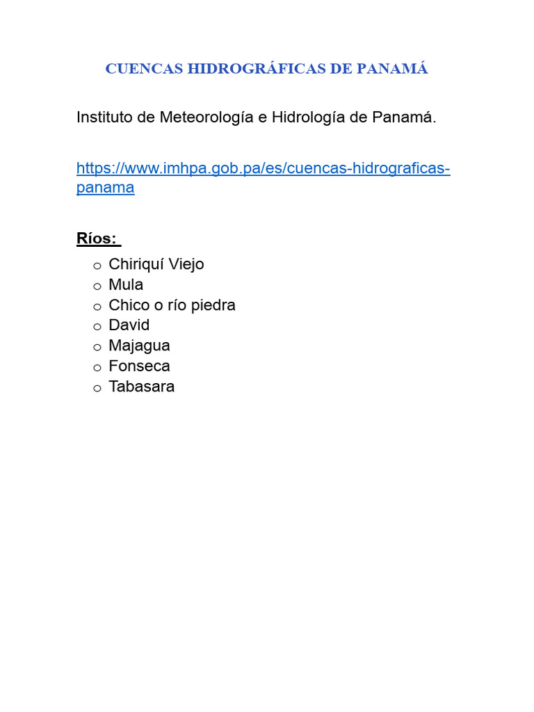 Cuencas Hidrográficas en Panamá | PDF