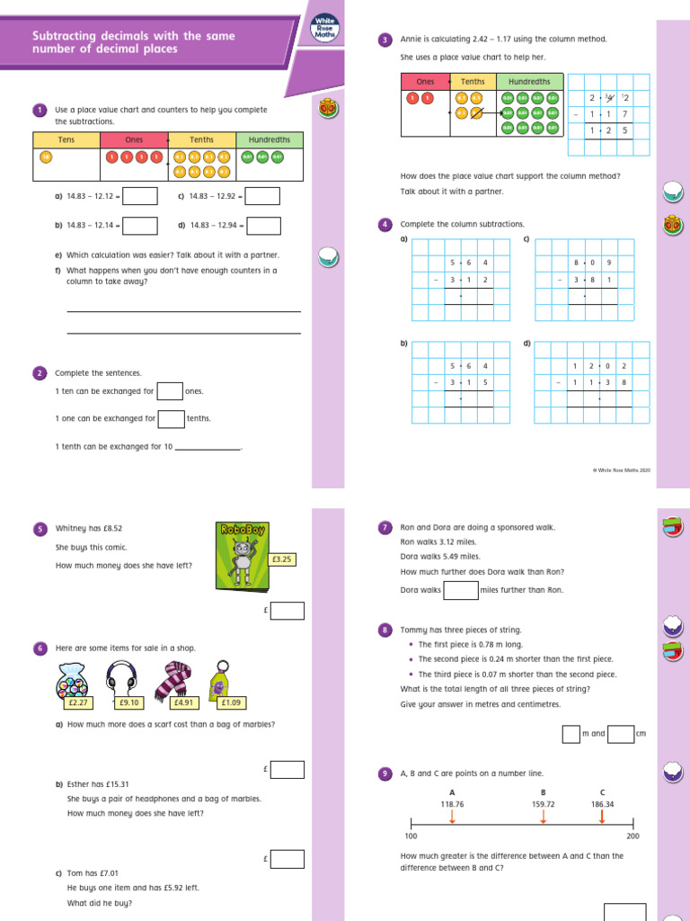 Subtracting Decimals: A Step-by-Step Guide | PDF | Numbers | Arithmetic