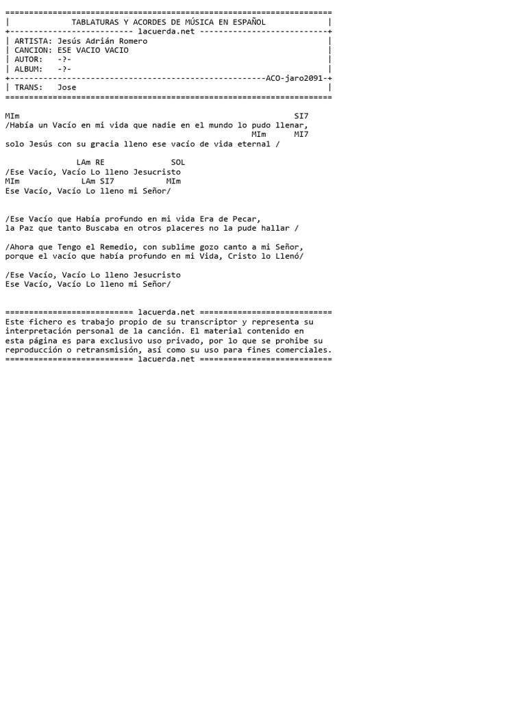 Jesus Adrian Romero Ese Vacio Vacio PDF