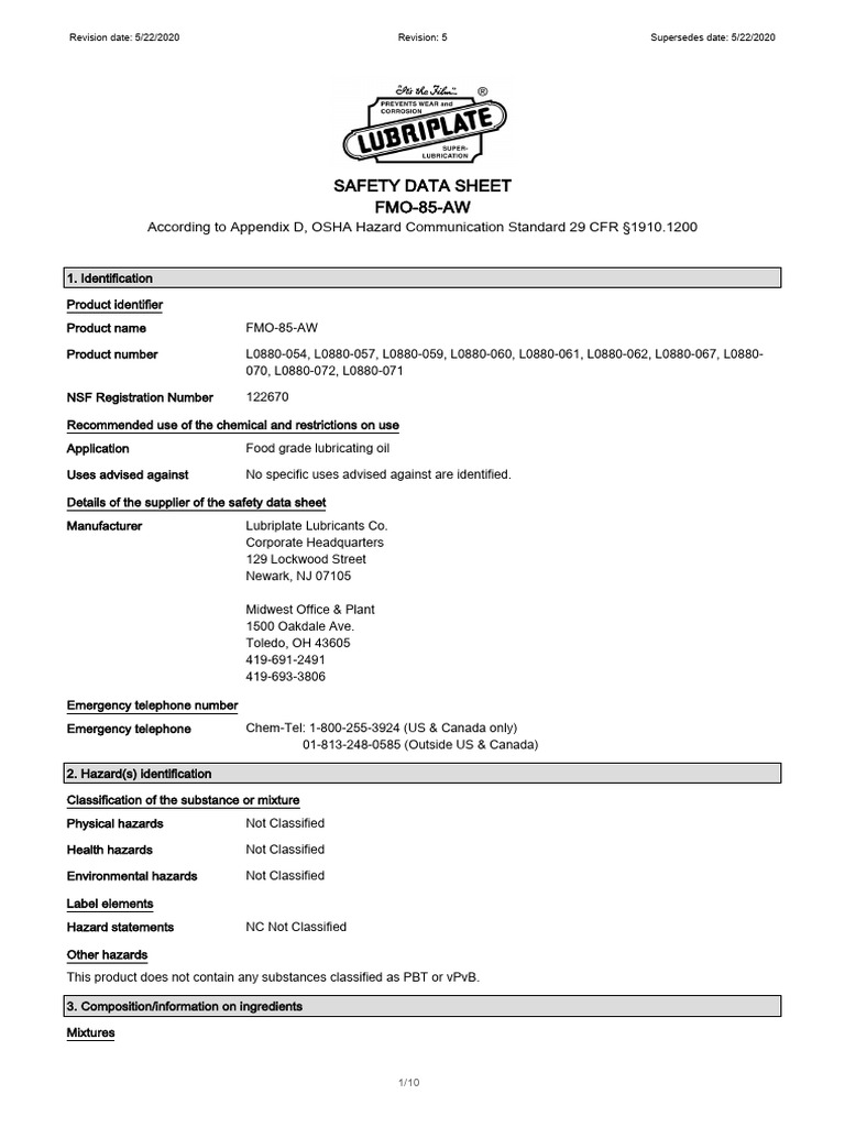 Inhalation Risks of FMO-85-AW Products | PDF | Waste | Firefighting
