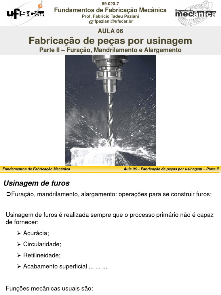 Usinagem de Furos: Furação e Mandrilamento | PDF | Máquinas | Perfuração
