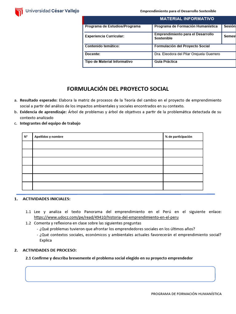 Emprendimiento Social y Sostenible | PDF | Iniciativa empresarial ...