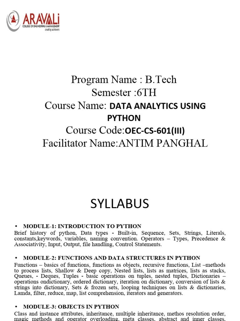 Program Name: B.Tech Semester:6TH Course Name: Course Code: Facilitator ...