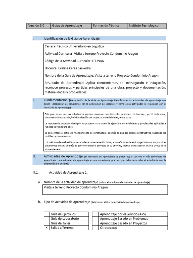 Formato Guía de Aprendizaje Practica Intermedia 1 2024 | PDF ...