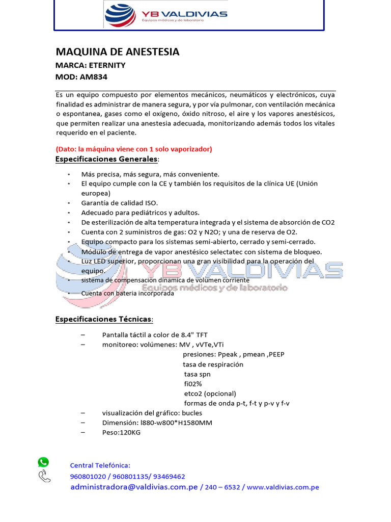 Anaesthesia Machine-Marca-Eternity-Mod-Am834 | PDF | Anestesia | Óxido ...
