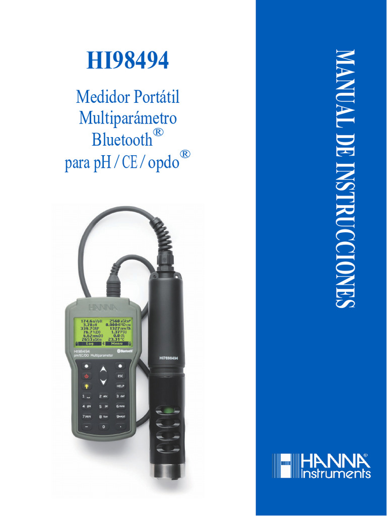 Manual Hanna Hi98494 | Descargar gratis PDF | Conector eléctrico | Sensor