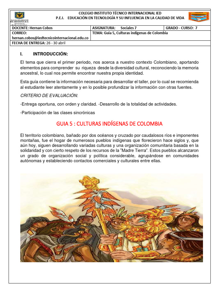 Culturas Indígenas de Colombia: Guía 5 | PDF | Pueblos Indígenas de las ...