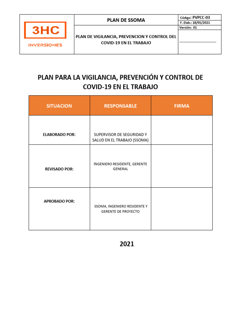 Plan para La Vigilancia Prevencion y Control Covid - 19 | PDF ...