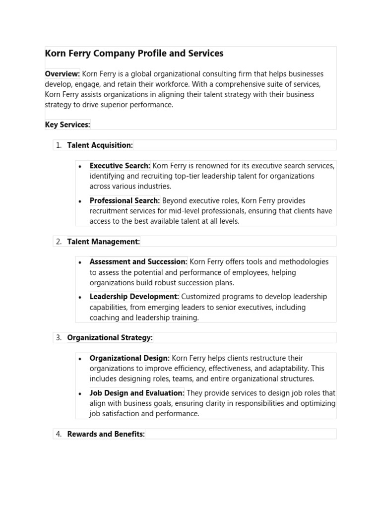 Korn Ferry Company Profile and Services | PDF | Talent Management ...