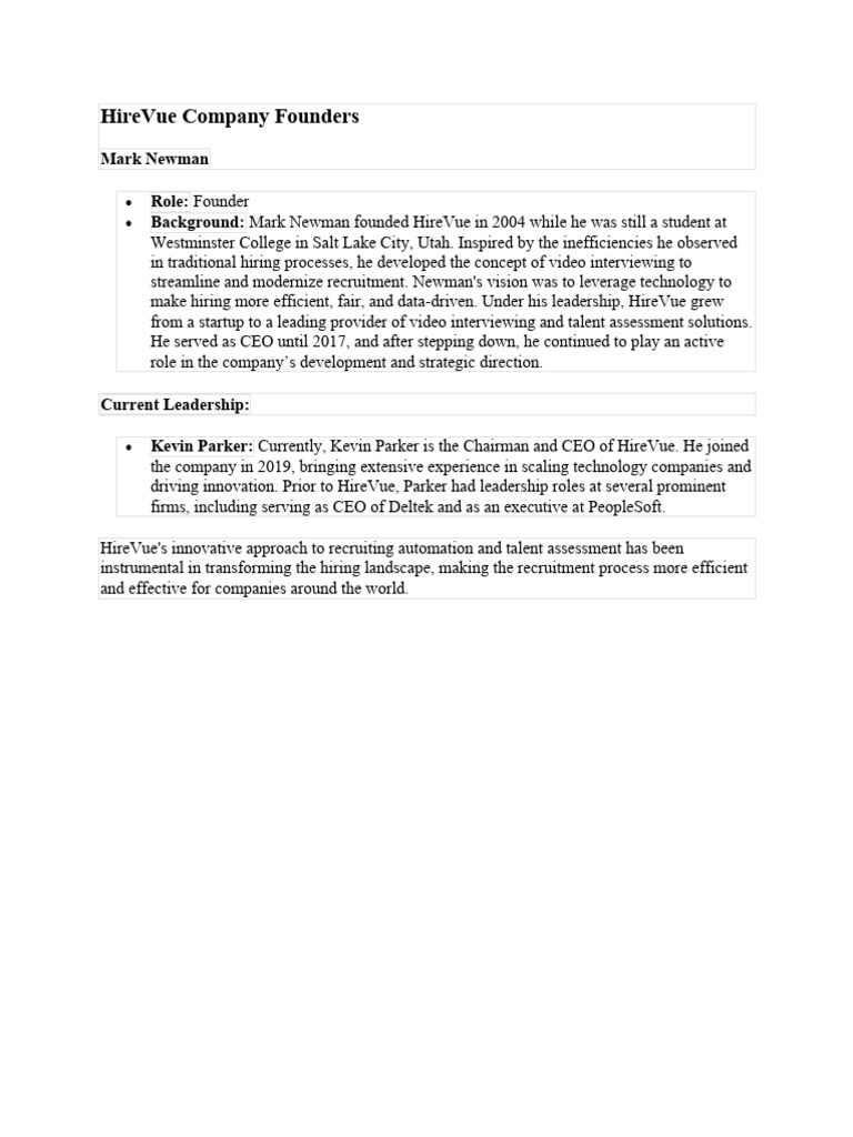 HireVue Company Founders | PDF | Career & Growth | Self-Improvement