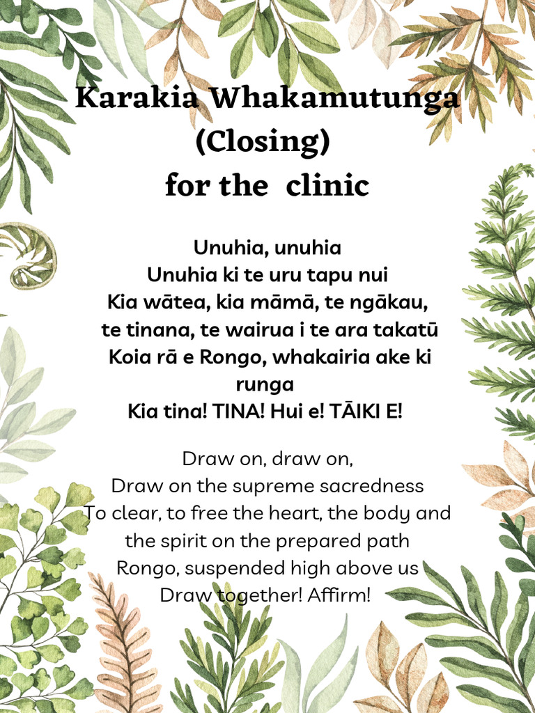 Karakia Whakamutunga Taketake | PDF | Self-Improvement | Wellness