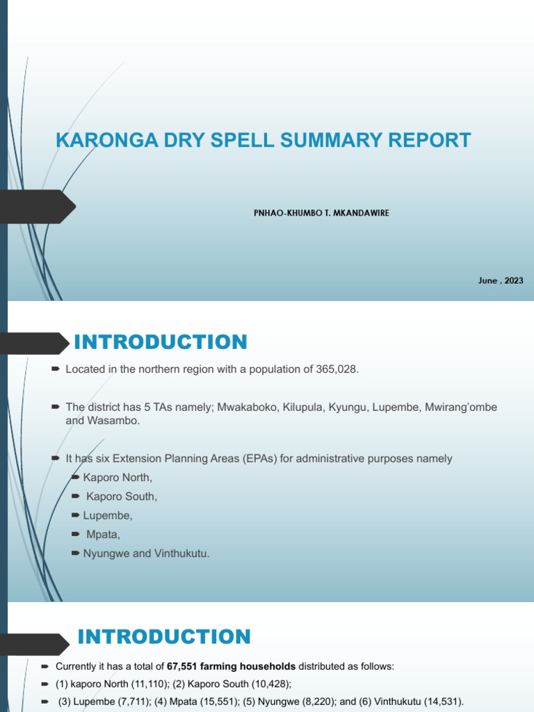 Karonga Dry Spell Impact Report 2023 | PDF | Wellness | Science ...