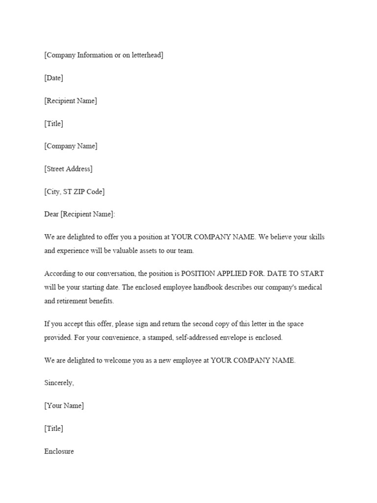 Job Offer Letter Sample | PDF