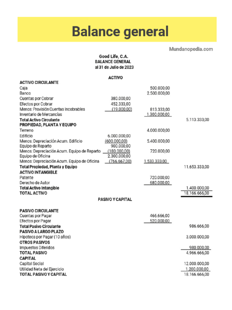 Balance General Forma de Reporte | PDF