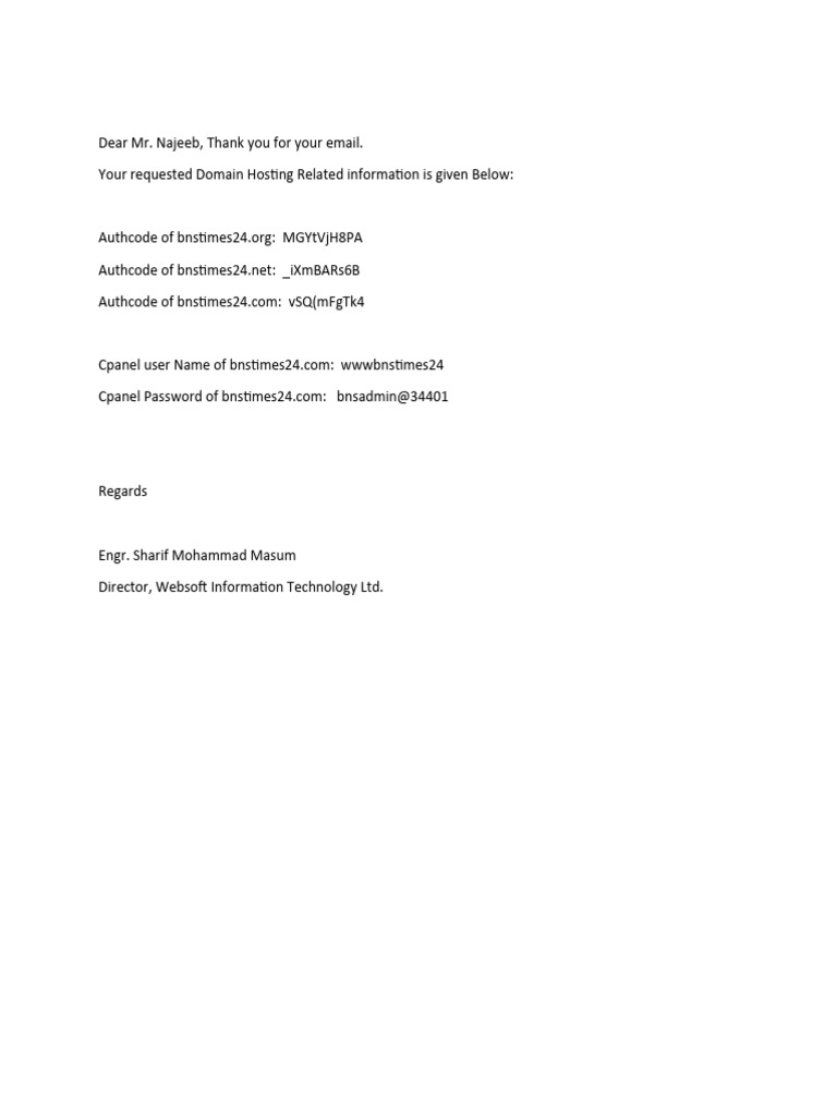 Bns cpanel email pdf