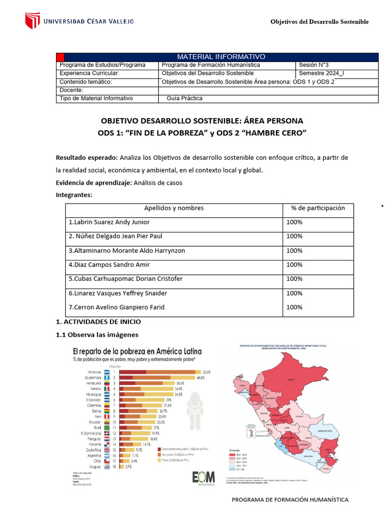 ODS 1 y 2: Fin de la Pobreza y Hambre Cero | PDF | Seguridad ...