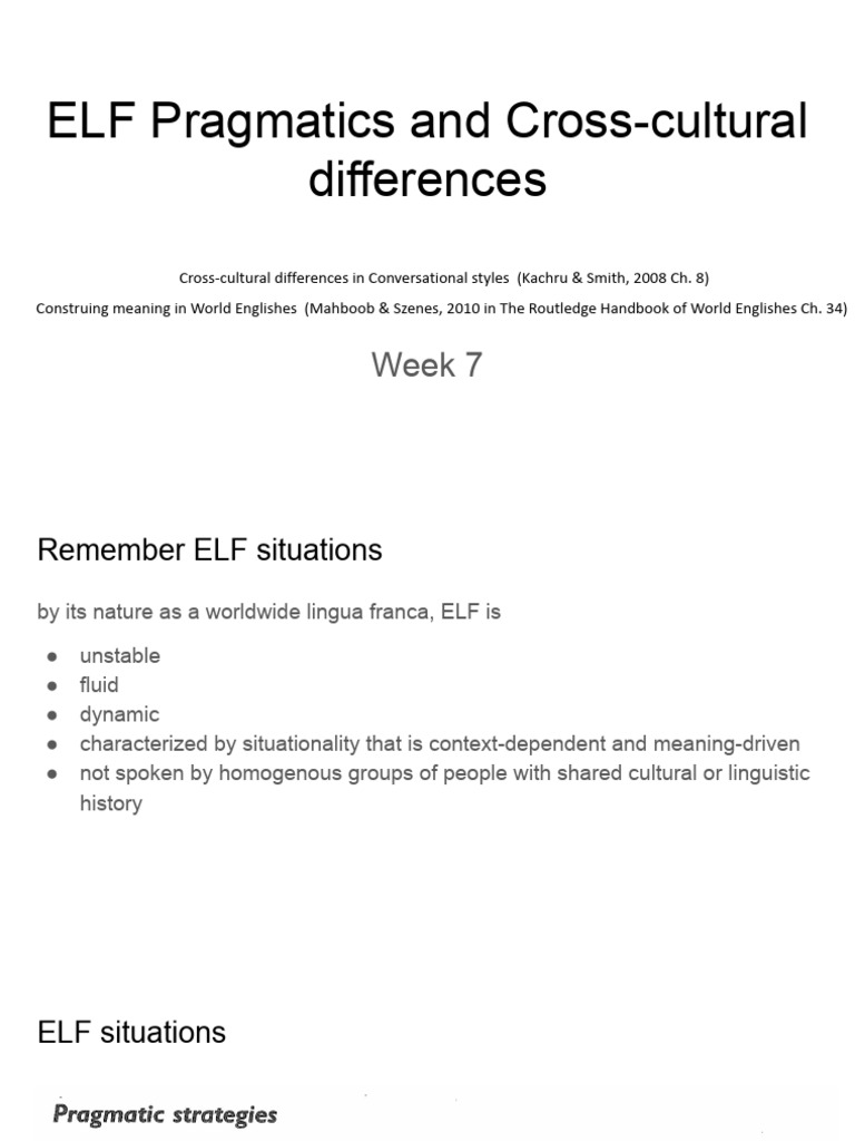 ELF Pragmatics and Cross-Cultural Interaction | PDF | English Language ...