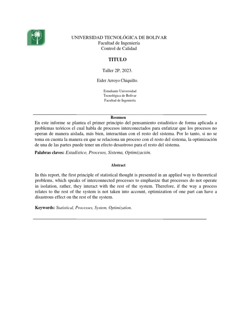 Informe Control de Calidad | PDF | Calidad (comercial) | Mediana