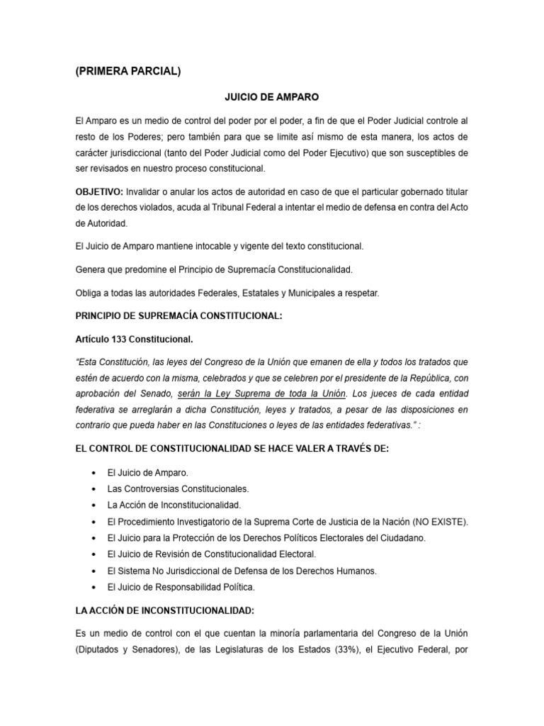 Juicio de Amparo y Supremacía Constitucional | PDF | Constitución ...