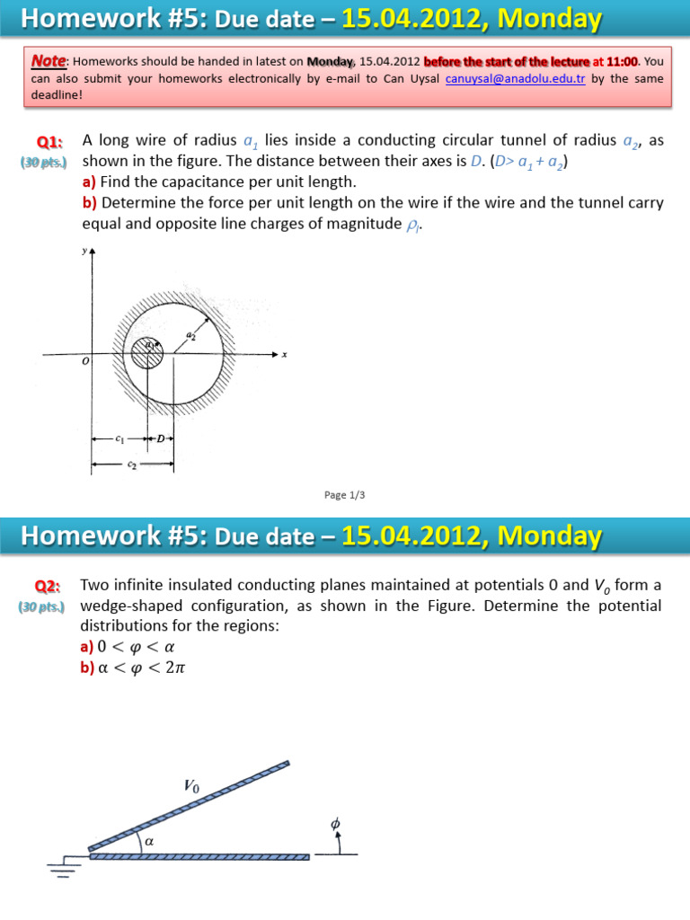 Physics Homework #5: Capacitors & Fields | PDF | Technology & Engineering
