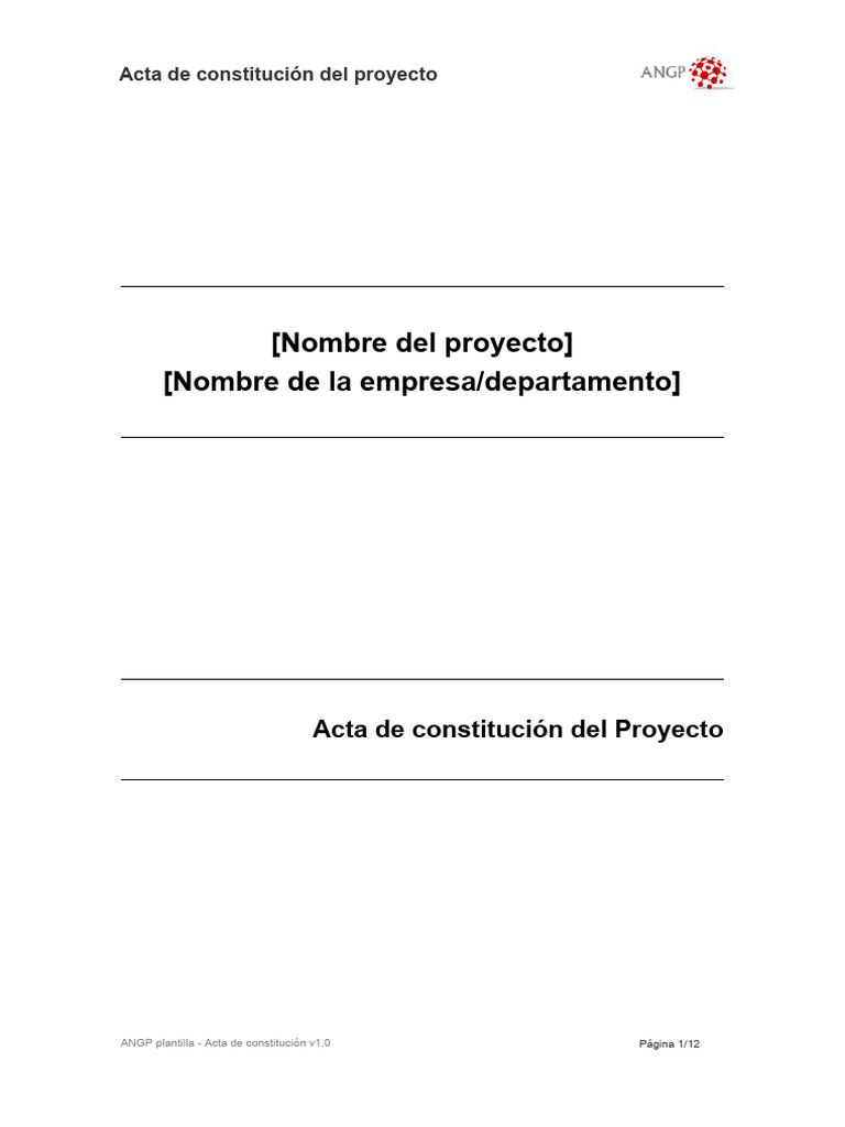 Acta de Constitución del Proyecto | PDF