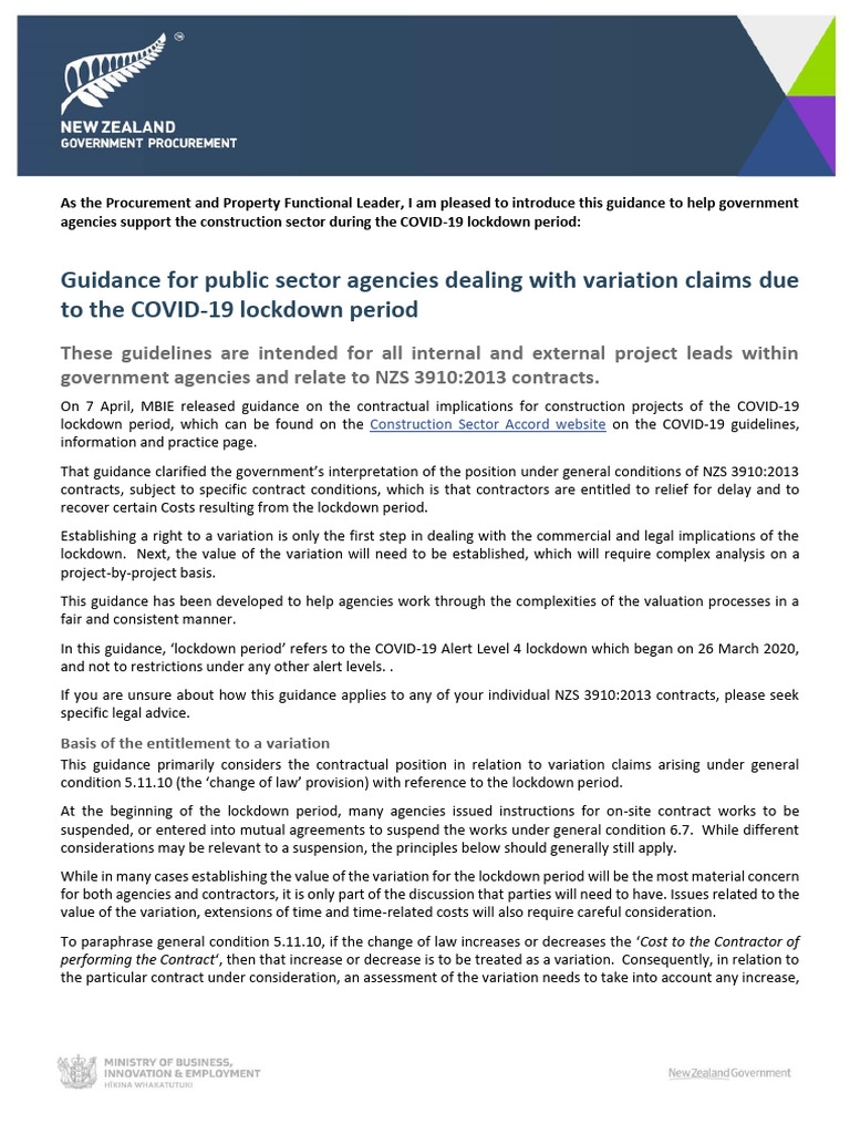 MBIE Guidance-On-Construction-Sector-Variation-Claims-During-Covid ...
