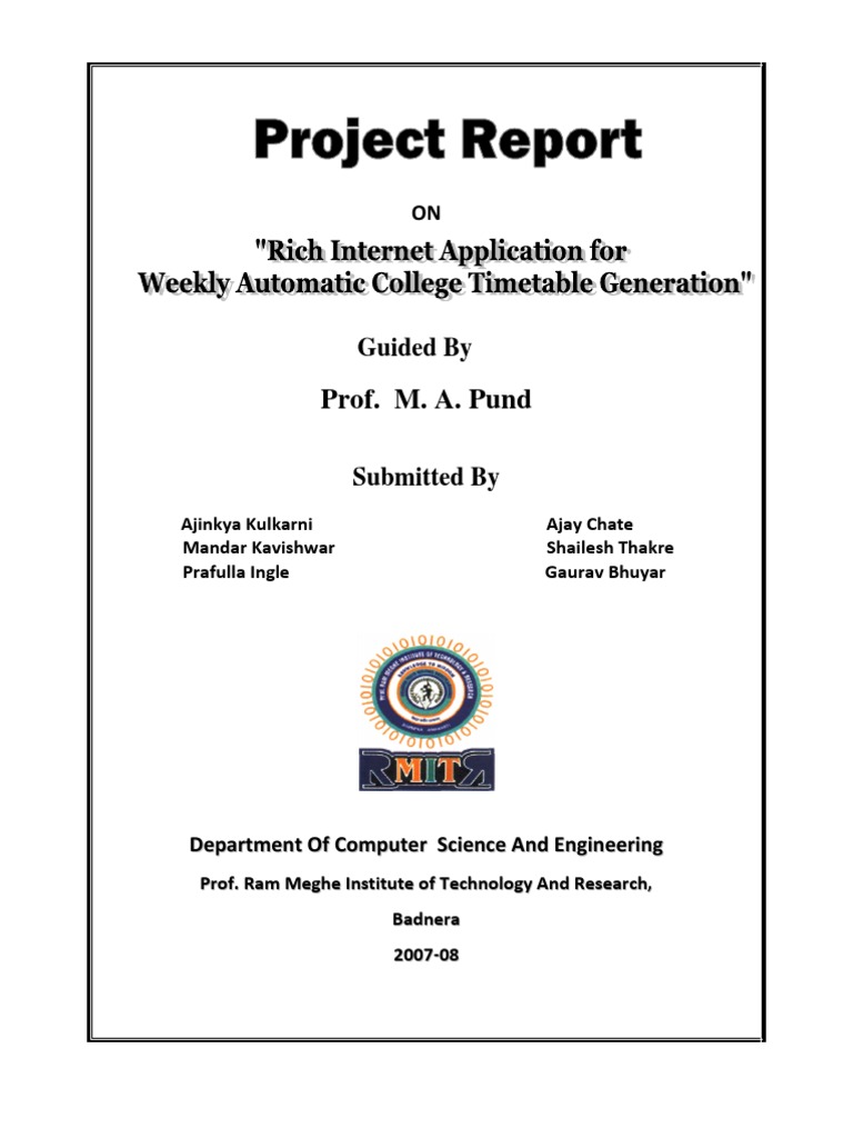 Project Report On Rich Internet Application For Automatic College ...