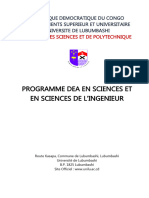 Programme de DEA en SCiences et Sciences de l'Ingenieur