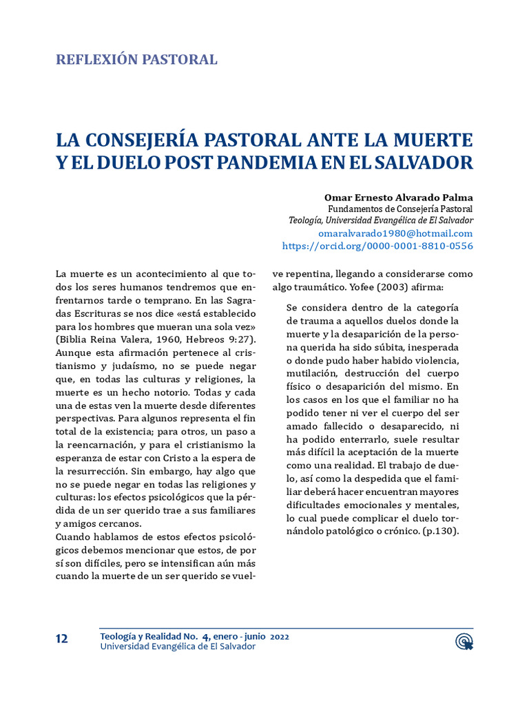 Consejería Pastoral y Duelo Postpandemia | PDF | Dolor | Biblia