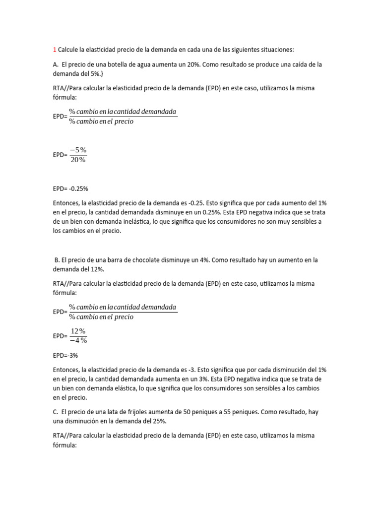 Economia | PDF | Elasticidad (economía) | La elasticidad precio de la ...