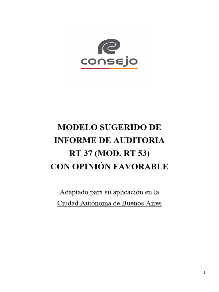 Informe de Auditoría RT 37 Mod. RT 53 | PDF | Auditoría | Contralor