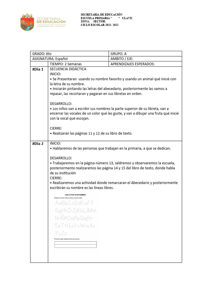 Planeación de Español | PDF | Escuelas | Educación primaria