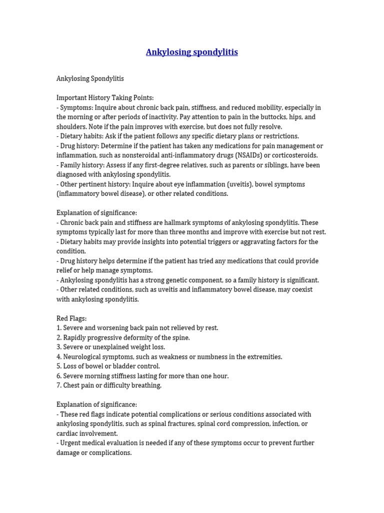 Ankylosing Spondylitis Pdf Back Pain Medical Imaging