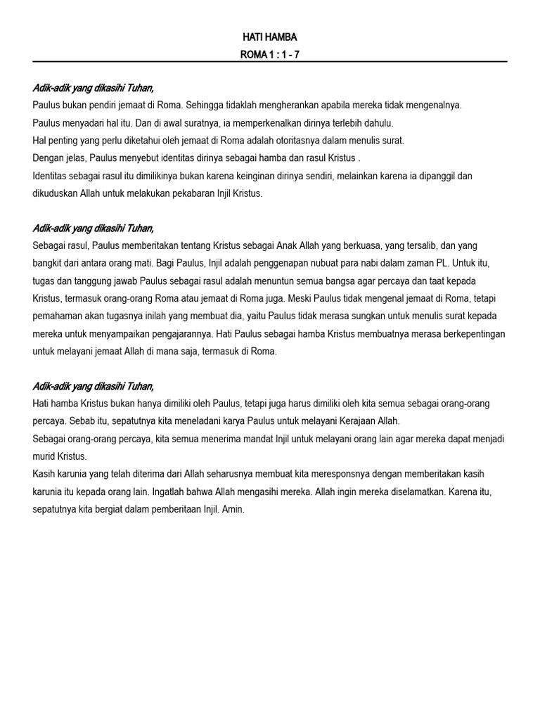 Melayani dengan Hati Hamba Kristus | PDF