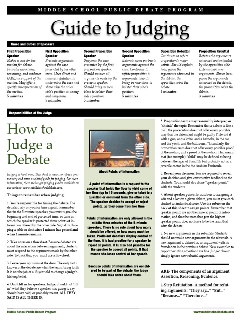 MSPDP.06.Judge.Instructions.And.Rubric | PDF | Argument | Reason