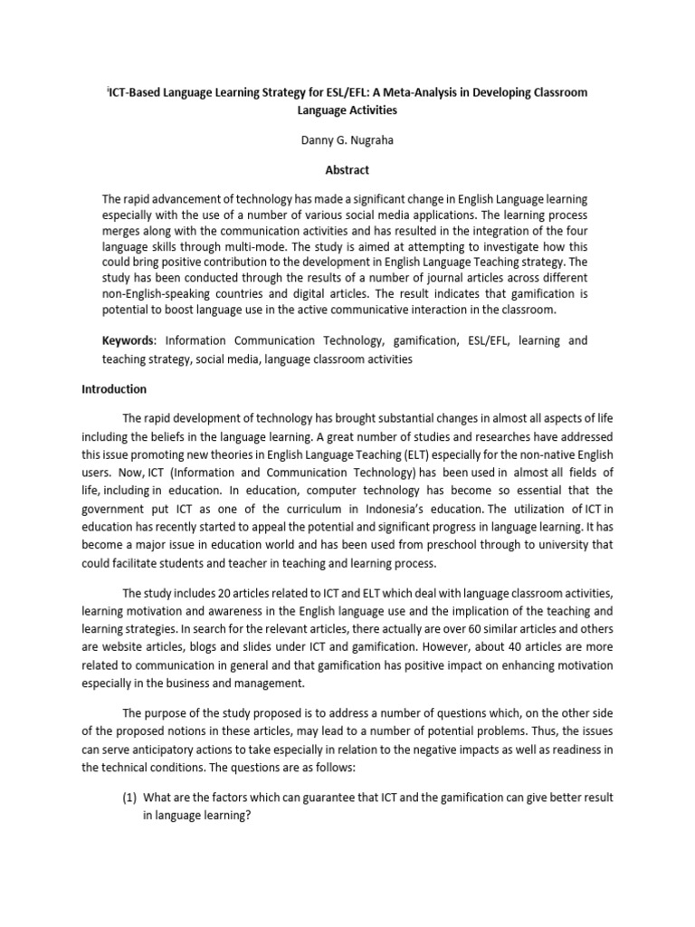 ICT and Gamification in ESL/EFL Learning | PDF | Self Efficacy ...